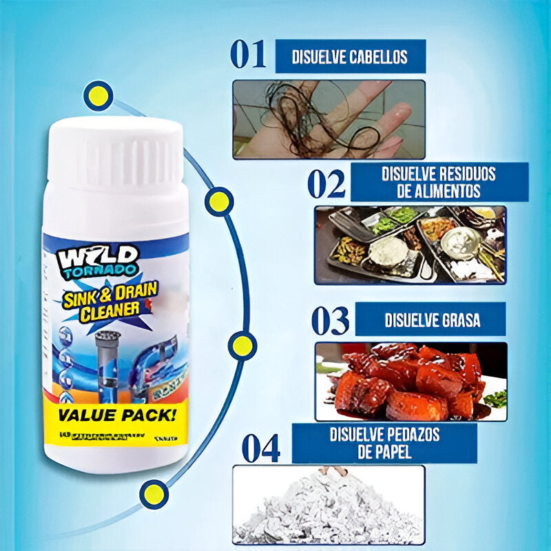 Wild Tornado™ Destapador de Cañerías, Vasos Sanitarios y Desagües