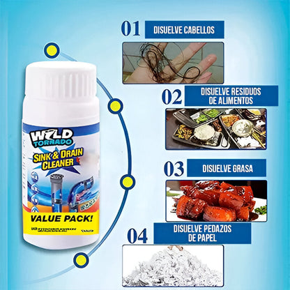Wild Tornado™ Destapador de Cañerías, Vasos Sanitarios y Desagües